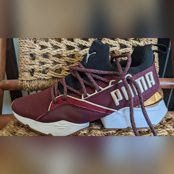Burgundy Puma Trainers, Size Women 6 - Picture 4 of 5